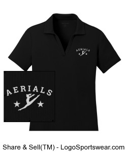 Ladies Aerials Logo Split Collar Polo - Black Design Zoom